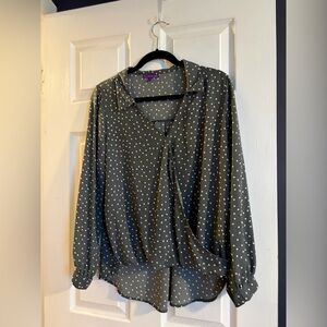 West Kei Gray Polka Dot Blouse
